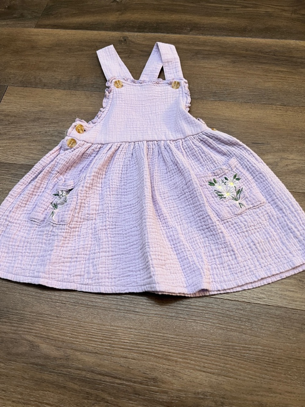 Girls Pink Embroidered Cotton Pinafore Dress